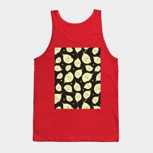 Delicate Flower Pattern Dark Brown Background Tank Top